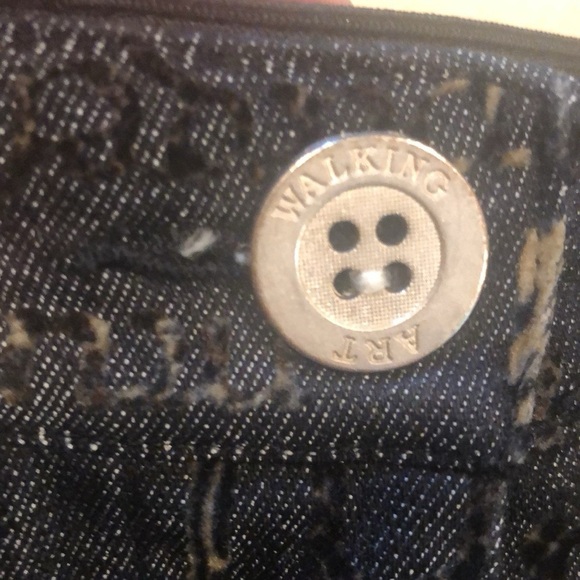 WALKING ART AUSTRALIA HIGH WAISTED LEOPARD PRINT LETTERING ON BLACK DENIM SZ 6 - Picture 7 of 15